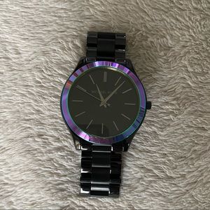 Michael Kors Slim Runway Black Tone and Iridescent watch
